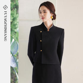 FUYAO扶摇 国风短款西装外套女2025春季新款时尚百搭斜襟西服套装