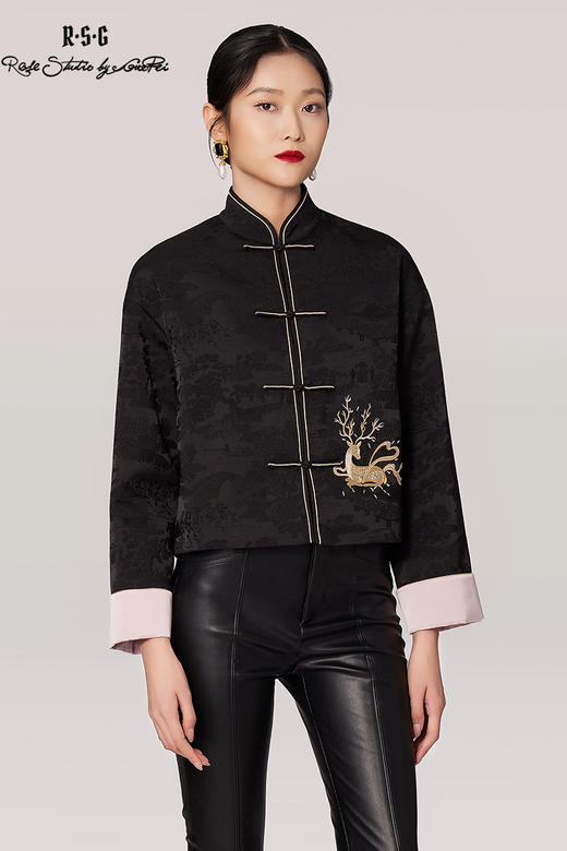 郭培成衣品牌精品系列复古金鹿图案盘扣上衣 商品图5