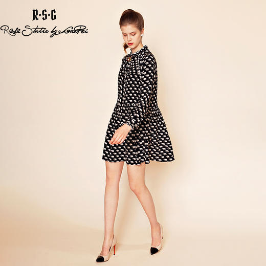 RSG郭培线上成衣品牌原创设计花瓣边小象桑蚕丝女士连衣裙长袖 商品图2