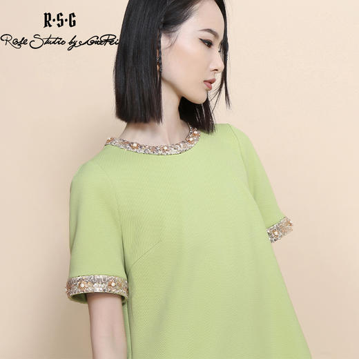 RSG郭培成衣品牌休闲运动手工钉珠装饰设计感短袖连衣裙夏季 商品图1