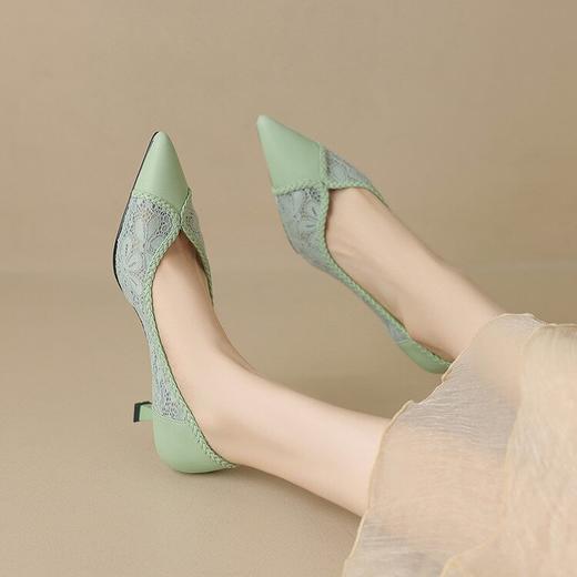 【预售5天】春秋羊反绒低跟鞋女气质浅口尖头细跟配裙子单鞋YS&0216 商品图1