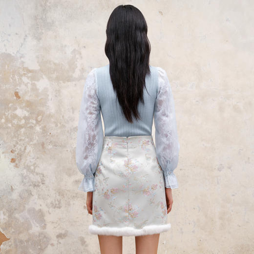 新中式结领镂空套头针织秋季修身上衣女(货号:MS88SW507B0001) 商品图4