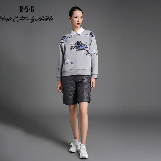 RSG郭培成衣品牌国潮芙蓉祥云丝绒贴布刺绣大卫衣 商品图1