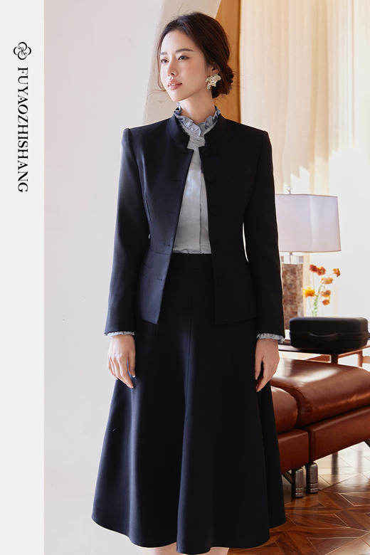 FUYAO扶摇 新中式黑色西装外套女高端正装2025春季新款中国风上衣 商品图5
