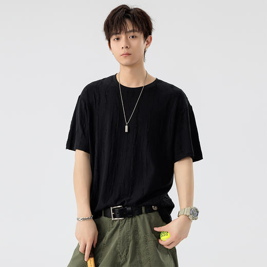 【DSL】大依优型大码圆领短袖T恤夏季加肥加大肥佬休闲宽松透气弹力男装上衣潮款 商品图9