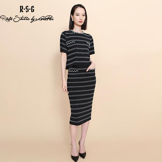 RSG郭培成衣品牌2023春夏手工钉珠小香风薄款格子针织套装 商品图0