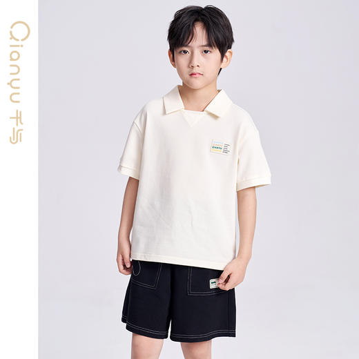 笛莎千与2025夏新款男童时尚运动男童翻领短袖T恤 商品图0