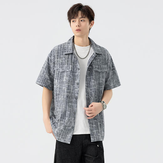 【DSL】大依优型大码翻领短袖衬衫夏季加肥加大肥佬休闲宽松透气弹力男装上衣潮款 商品图3