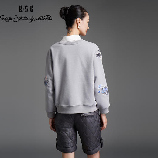 RSG郭培成衣品牌国潮芙蓉祥云丝绒贴布刺绣大卫衣 商品图4