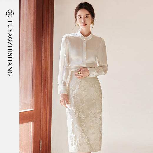 FUYAO扶摇 醋酸新中式盘扣白衬衫女2025年春新款小衫国风漂亮上衣 商品图2