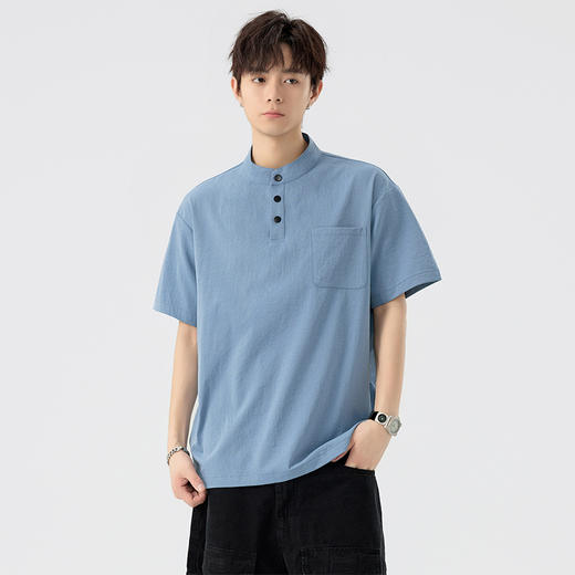 【DSL】大依优型大码立领短袖POLO衫T恤夏季加肥加大肥佬休闲宽松透气弹力男装上衣潮款 商品图4