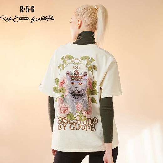 RSG郭培成衣品牌原创设计水钻镶饰王冠猫咪印花夏季新款女装 商品图2