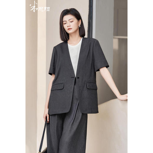 亚麻老钱风西装外套 米思阳2025夏季新款松弛感休闲短袖外套女1120 商品图1