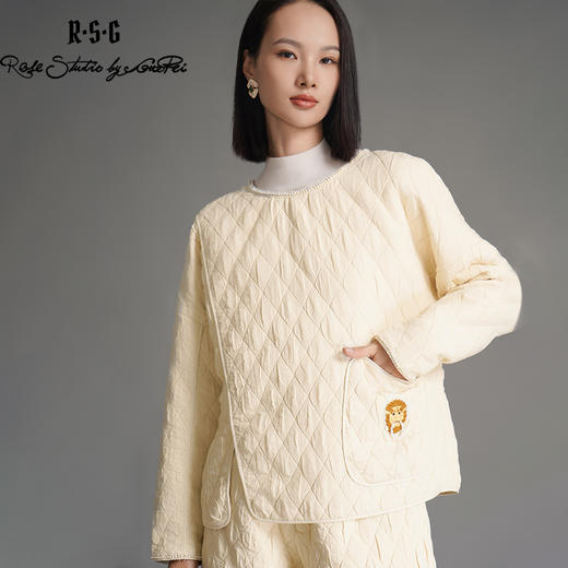 RSG郭培成衣品牌国风狮头门环秋冬穿搭绗缝薄棉优雅新中式套装 商品图2