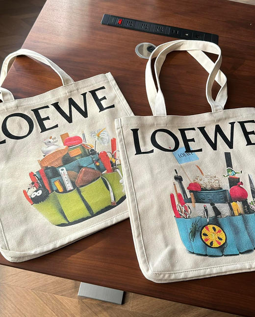 杨幂同款LOEW限定印花帆布包购物袋12.5 商品图3