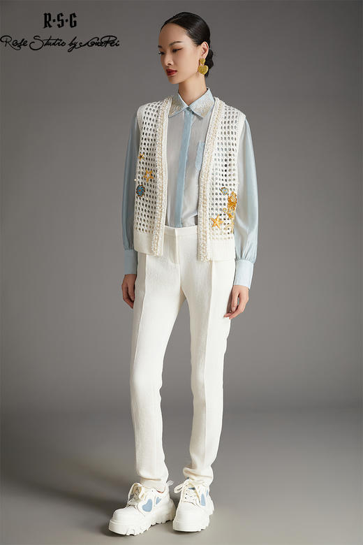 RSG2023小香风醒狮滚绣球重工刺绣针织马甲 商品图5