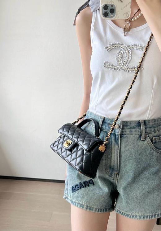 香奈儿25P春夏羊皮𝖪𝖾𝗅𝗅𝗒横款𝖬𝗂𝗇𝗂黑色手拿斜跨包（HH） 商品图1