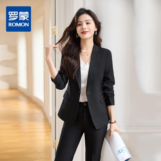 罗蒙女士西服套装时尚百搭通勤干练女套装职业商务西装两件套 商品图0