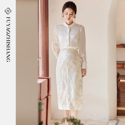 FUYAO扶摇 醋酸新中式盘扣白衬衫女2025年春新款小衫国风漂亮上衣 商品图4
