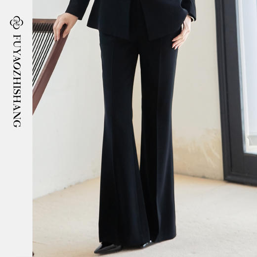 FUYAO扶摇 职业正装微喇裤女2025春季新款黑色显瘦西装裤通勤百搭 商品图3