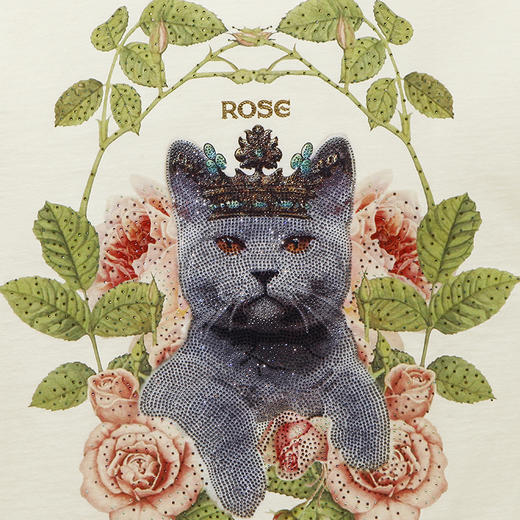 RSG郭培成衣品牌原创设计水钻镶饰王冠猫咪印花夏季新款女装 商品图3