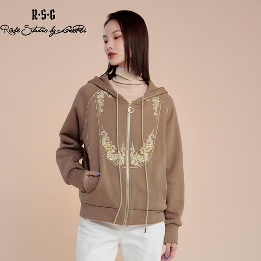 RSG郭培成衣品牌原创女款设计感连帽加绒卫衣刺绣上衣女装 商品图3