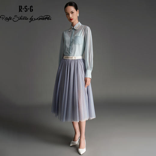 RSG郭培成衣品牌原创设计领口金银花草刺绣欧根纱上衣女 商品图3