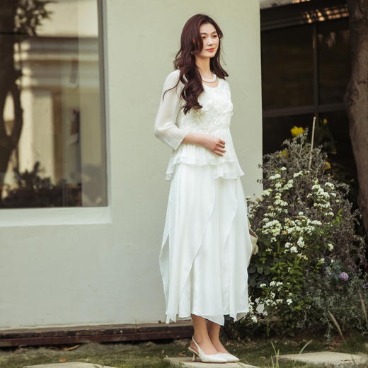 【林栖设计小店】【林栖推荐】（现货）白玫瑰真丝上衣2025春夏新品花仙子长袖上衣女N1952303 商品图3