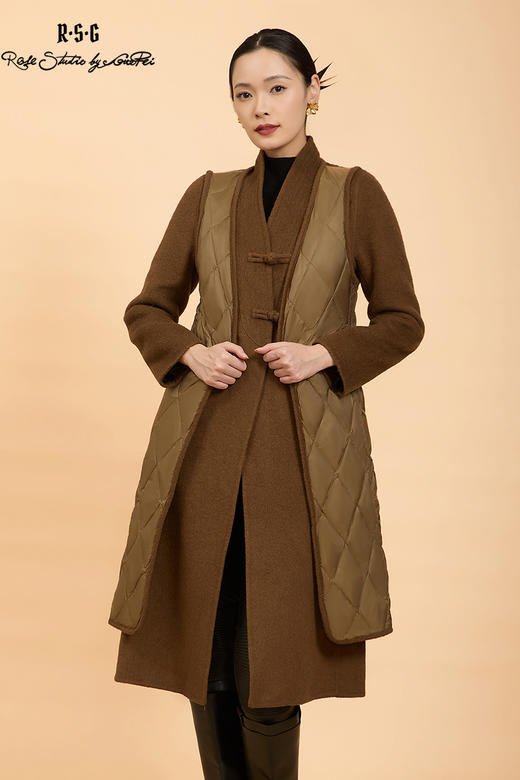 郭培成衣品牌精品系列新中式老钱风偏襟羽绒大衣 商品图5