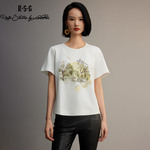 R.S.G精品系列新款夏季宽松圆领正肩半袖T恤刺绣印花上衣 商品图0