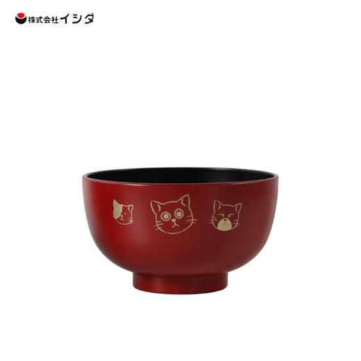 日本进口石田汤碗 调皮猫红色 商品图5