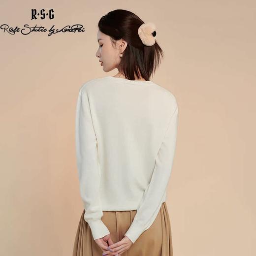 RSG郭培线上成衣品牌纯羊毛蝴蝶花朵刺绣点钻针织衫上衣女装 商品图2