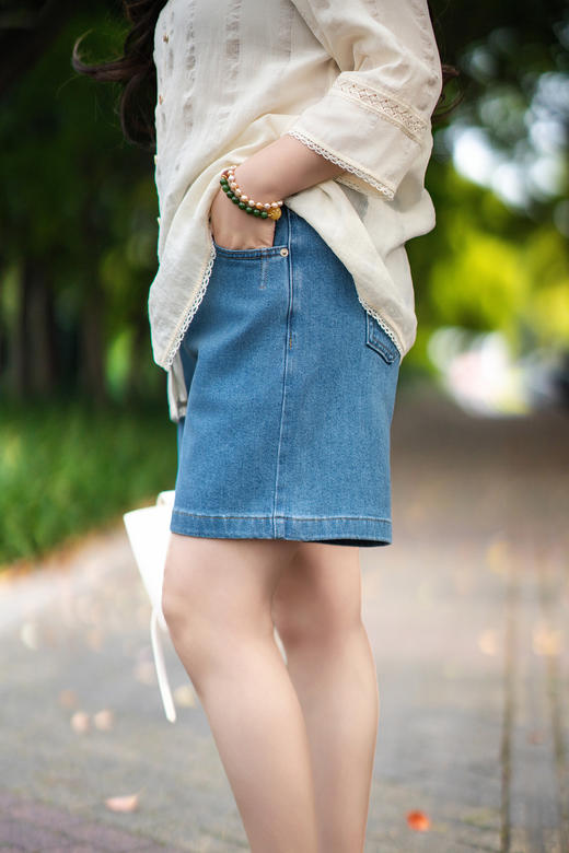 【牛仔短裤 清爽2色  弹力A字版】🍃✨🍃面料软弹亲肤，遮肉宽松显瘦，新款五分裤子，减龄牛仔短裤，7天发货 商品图8