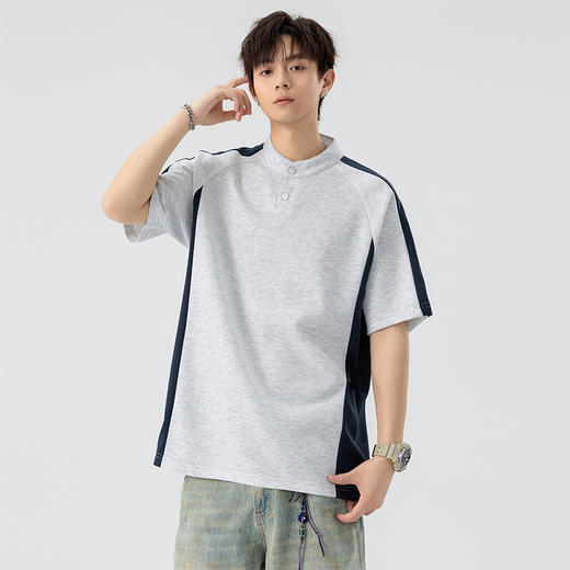 【DSL】大依优型大码立领短袖POLO衫T恤夏季加肥加大肥佬休闲宽松透气弹力男装上衣潮款 商品图7