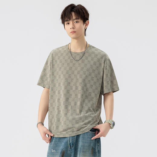 【DSL】大依优型大码圆领短袖T恤夏季加肥加大肥佬休闲宽松透气弹力男装上衣潮款 商品图7