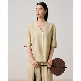 染夏 手工扎染两穿式中袖上衣/褶裥阔腿长裤