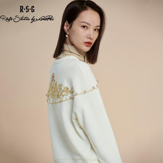 RSG郭培成衣品牌原创设计珍珠幼虎刺绣纯棉套头长袖卫衣女装 商品图3