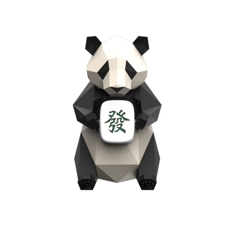 熊猫抱富摆件