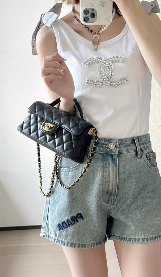 香奈儿25P春夏羊皮𝖪𝖾𝗅𝗅𝗒横款𝖬𝗂𝗇𝗂黑色手拿斜跨包（HH） 商品图4