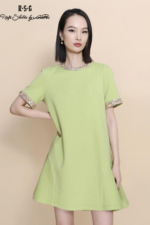 RSG郭培成衣品牌休闲运动手工钉珠装饰设计感短袖连衣裙夏季 商品图5