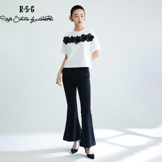 郭培成衣精品系列法式立体花朵短款T恤 商品图3