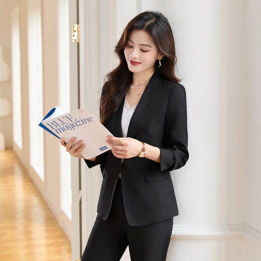 罗蒙女士西服套装时尚百搭通勤干练女套装职业商务西装两件套 商品图2