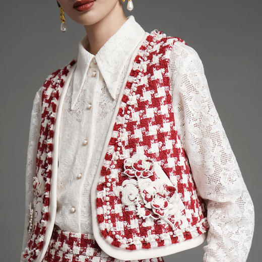 郭培成衣品牌芙蓉花刺绣钉珠装饰针织套装 商品图1