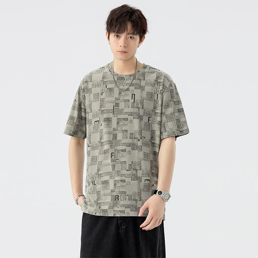 【DSL】大依优型大码圆领短袖T恤夏季加肥加大肥佬休闲宽松透气弹力男装上衣潮款 商品图2