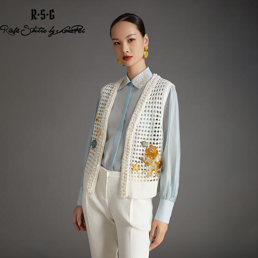 RSG2023小香风醒狮滚绣球重工刺绣针织马甲 商品图1