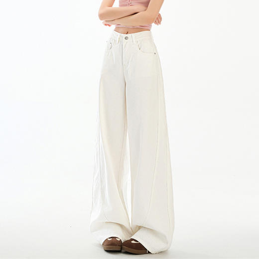 馥迦彩色弯刀阔腿牛仔裤 商品图6