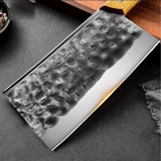 立减6【科威顿黄柄扁鹊加厚6毫米厚背斩切刀木柄斩切刀斩骨刀菜刀】#异业福利 商品图5