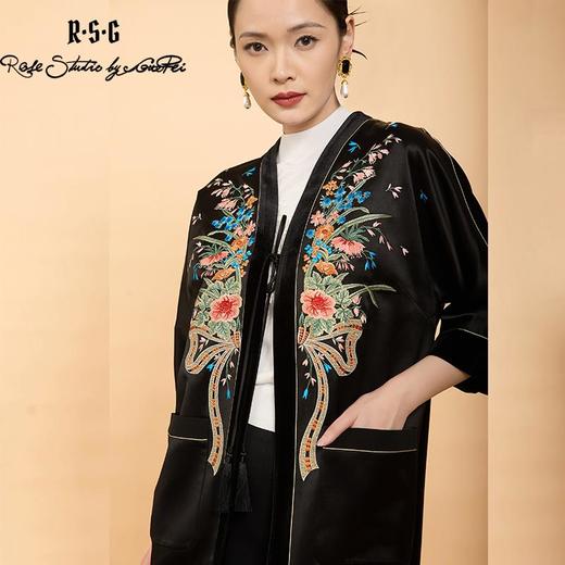 东方境X郭培联名系列：姹紫嫣红锦绣丝绒轻高定棉服大衣 商品图1