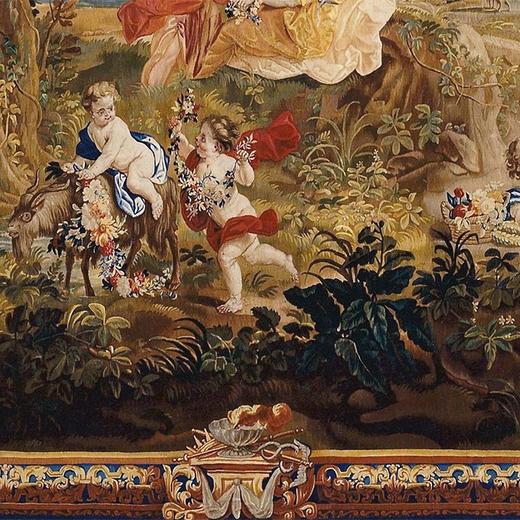 独角鹿西洋古董 18世纪初比利时法兰德斯地区织造名坊Hendrik II Reydams出品神话爱情主题手工编织大型羊毛挂毯 商品图2
