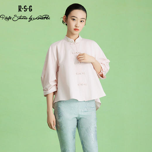 郭培成衣品牌精品系列新中式立领刺绣手工盘扣衬衫 商品图3